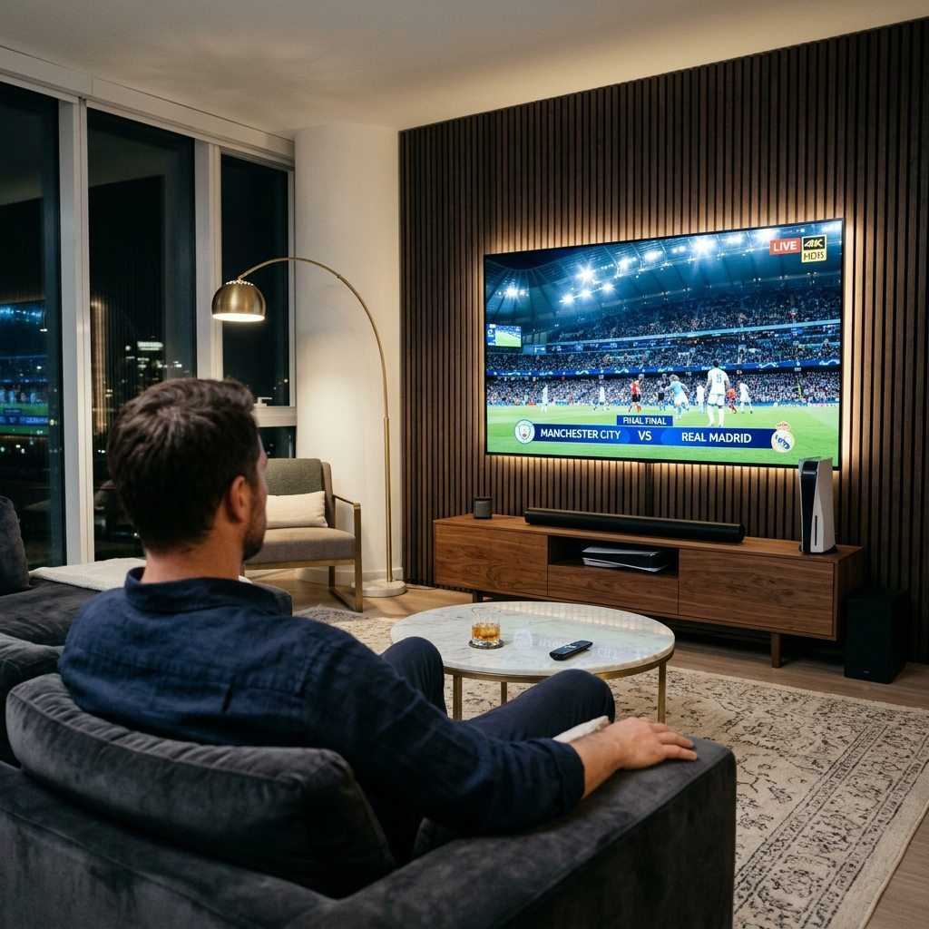 Worldstreamer ultra-fast zapping interface on 4K living room television
